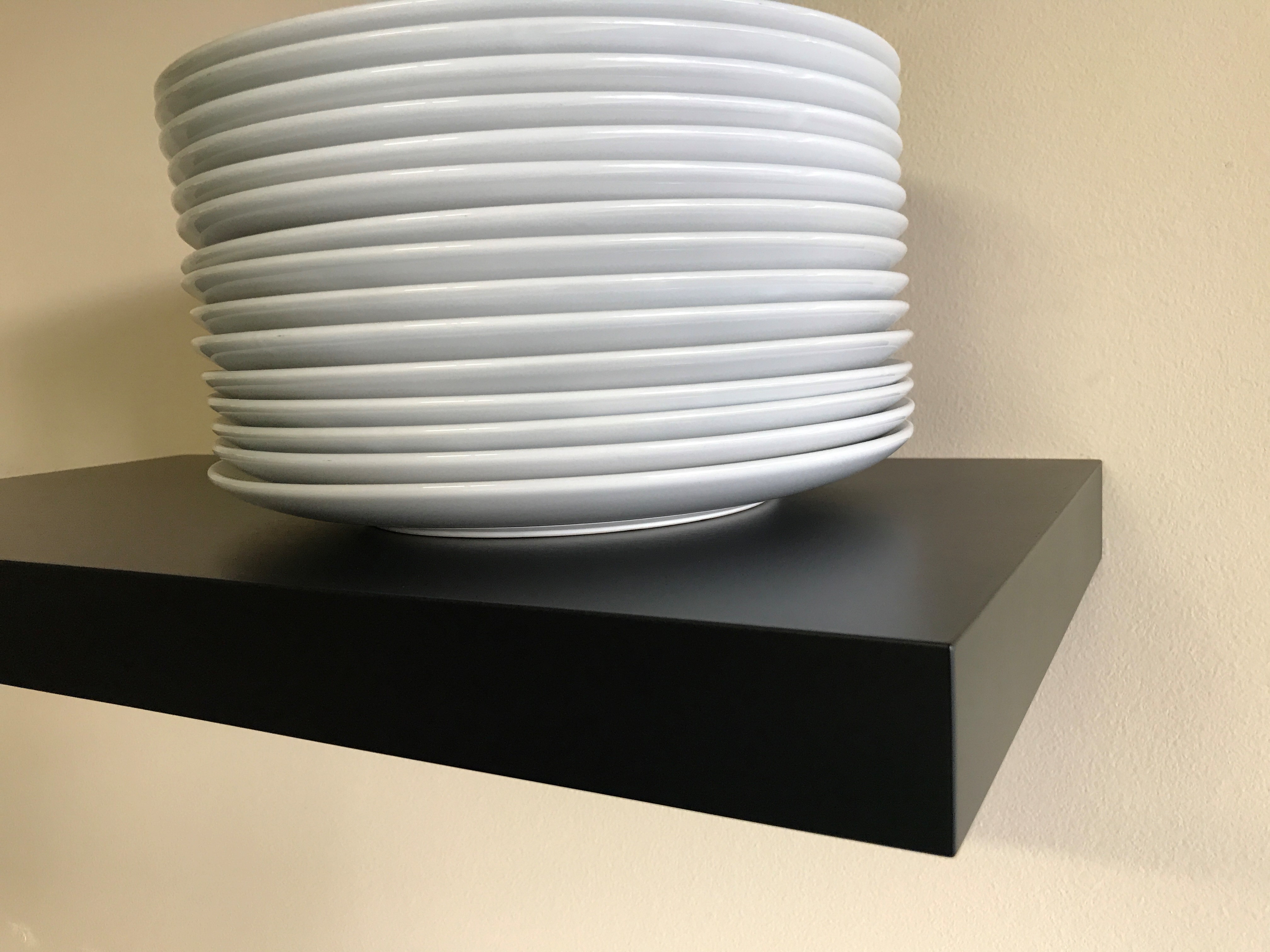 black lacquer floating shelf