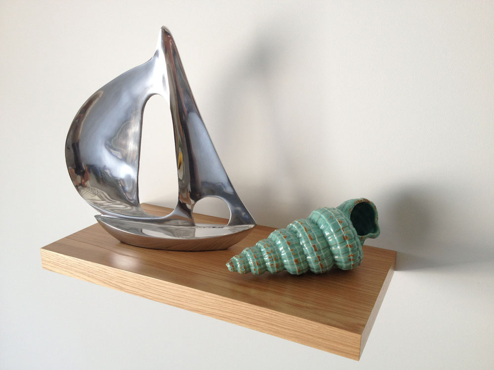 white oak floating shelves